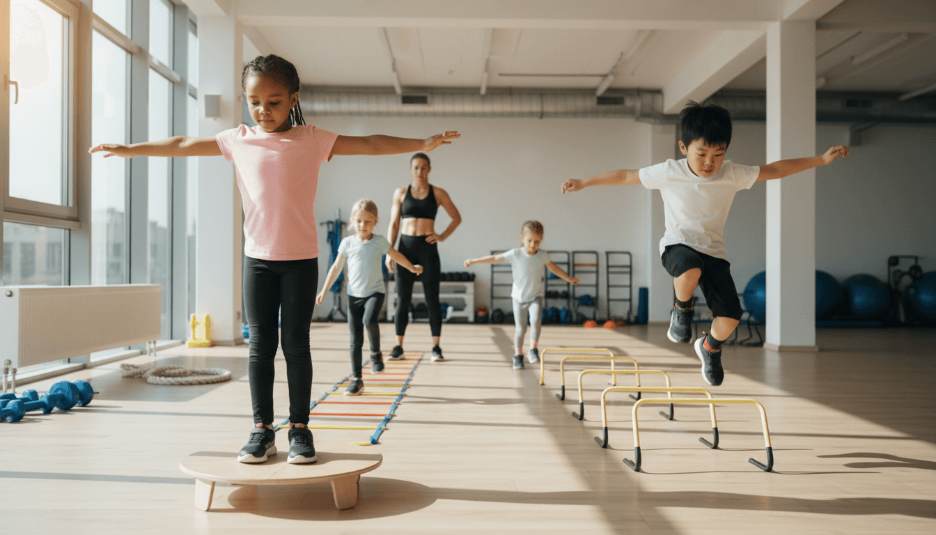 Young athletes training with proper technique under coach supervision in a modern gym